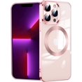 thumbnail image 1 of Compatible with iPhone 13 Pro Max Magnetic Case, Luxury Plating Clear Phone Case, Compatible with MagSafe for Women Girls with Camera Protector Soft TPU Shockproof Back Cover - Pink, 1 of 9