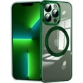 thumbnail image 1 of Compatible with iPhone 13 Pro Max Magnetic Case, Luxury Plating Clear Phone Case, Compatible with MagSafe for Women Girls with Camera Protector Soft TPU Shockproof Back Cover - Green, 1 of 9