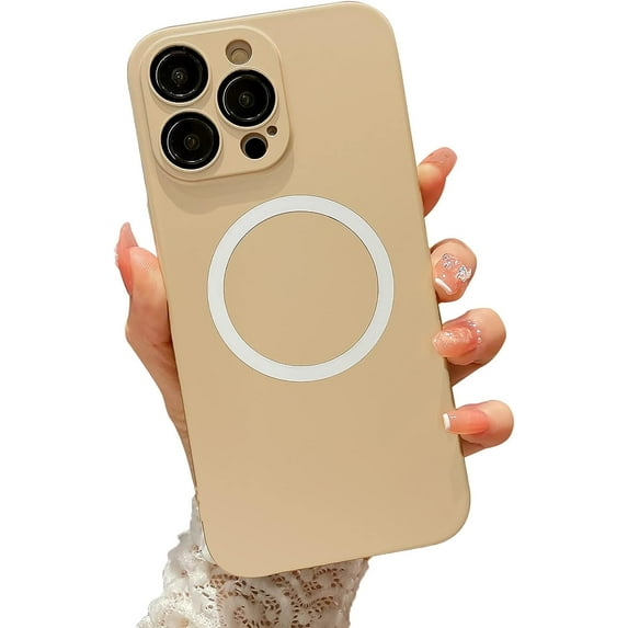 Compatible with iPhone 13 Pro Max Magnetic Case, Ultra Slim Frosted Hard PC Back with HD Camera Lens Cover Designed, Compatible with MagSafe for Men Women Girls - Gold