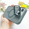 thumbnail image 1 of Compatible with iPhone 13 Pro Max Magnetic Case, [With Metal Camera Ring Stand][Compatible with Mag-safe] [Translucent Matte] Anti-fall Shockproof Protective SkinFeel Phone Case,Gray, 1 of 10