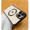 thumbnail image 1 of Compatible with iPhone 13 Pro Max Magnetic Clear Case,Luxury Plating Bling Transparent Shockproof MagSafe Case with Full Camera Lens Protector for iPhone 13 Pro Max Women Girl Men-Black, 1 of 13