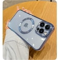 thumbnail image 1 of Compatible with iPhone 13 Pro Max Magnetic Clear Case,Luxury Plating Bling Transparent Shockproof MagSafe Case with Full Camera Lens Protector for iPhone 13 Pro Max Women Girl Men-Sky Blue, 1 of 7