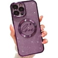 thumbnail image 1 of Compatible with iPhone 13 Pro Max Magnetic Glitter Case-6.7 Inch, Luxury Love Heart Pattern Plating Clear Case, Compatible with MagSafe for Women Girls Shockproof Back Cover-Purple, 1 of 11