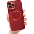thumbnail image 1 of Compatible with iPhone 13 Pro Max Magnetic Glitter Case-6.7 Inch, Luxury Love Heart Pattern Plating Clear Case, Compatible with MagSafe for Women Girls Shockproof Back Cover-Red, 1 of 11