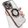 thumbnail image 1 of Compatible with iPhone 13 Pro Max Magnetic Transparent Case,Luxury Plating Bling Clear Shockproof MagSafe Case with Full Camera Len Protector for iPhone 13 Pro Max Women Girl Men-Elegant Pink, 1 of 12