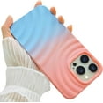thumbnail image 1 of Compatible with iPhone 13 Pro Max Phone Case Girls Cute Gradient Bicolor Crimp Wave Pattern Soft Silicone Shockproof Camera Protective Back Cover Slim Phone Case for Women - Pink Blue, 1 of 13