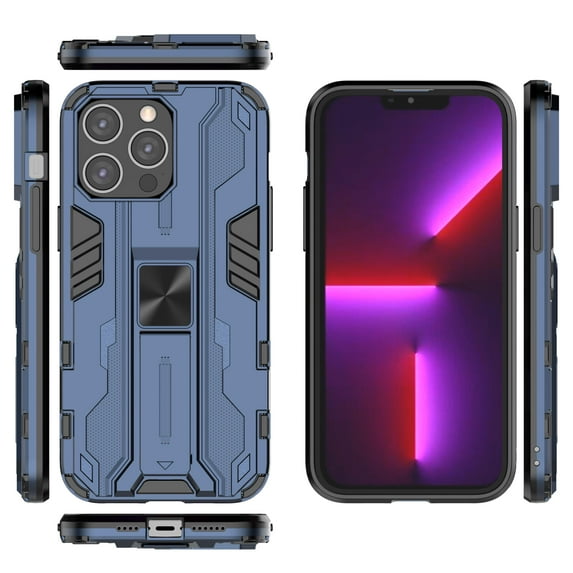 Compatible With iPhone 13 Pro Max Phone Case Military Grade Protection Kickstand Shockproof Anti-Scratch Anti-Fingerprint Lightweight Rugged Phone Cover for Men or Women,Navy