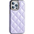 thumbnail image 1 of Compatible with iPhone 13 Pro Max Phone Case,PU Leather + TPU Hybrid Protection,Diamond-shaped PU Leather Back,Anti-fall Shockproof Anti-Scratch Lightweight Durable Thin Fit Phone Case,Purple, 1 of 12