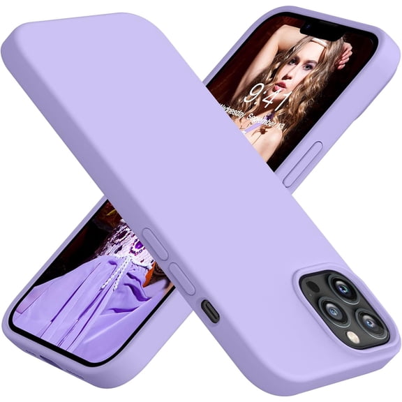 Compatible with iPhone 13 Pro Max Phone Case | Thickening Liquid Silicone |Anti-Scratch Microfiber Lining |Full-Body Duty Heavy Protection Case for iPhone 13 Pro Max Women Girls,Light Purple