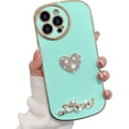 thumbnail image 1 of Compatible with iPhone 13 Pro Max Plating Heart Diamond Case Bling Glitter Crystal Rhinestones Cover Fashion Luxury Love Gemstone Design Camera Protective for Women Girls Girly, 1 of 7