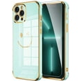 thumbnail image 1 of Compatible with iPhone 13 Pro Max Screen Protector and Case Cute, Luxury Gold Plating Smile Face Back Cover, All-round Camera Protection Reinforced Corner Full Body Cover Case [6.7 Inch] Green, 1 of 5