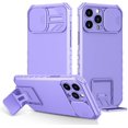 thumbnail image 1 of Compatible with iPhone 13 Pro Max Slide Camera Case Sliding Lens Cover with Hidden Kickstand 4 Corners Shockproof Heavy Duty Protective Hard PC + Soft TPU for Men Women Purple, 1 of 16