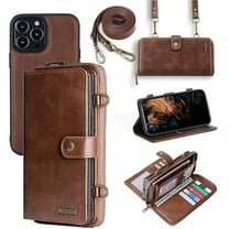 Compatible with iPhone 13 Pro Max Wallet Case,2 in 1 Detachable Magnetic Wallet Case with Card Holder,PU Leather Flip Cover with Lanyard,13 Card Slots