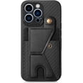 thumbnail image 1 of Compatible with iPhone 13 Pro Max Wallet Case, Kickstand Case with Credit Card Holder, Protective Phone Case with Shockproof TPU and Soft PU Leather Weave Pattern Cover - Black, 1 of 8