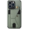 thumbnail image 1 of Compatible with iPhone 13 Pro Max Wallet Case, Kickstand Case with Credit Card Holder, Protective Phone Case with Shockproof TPU and Soft PU Leather Weave Pattern Cover - Green, 1 of 12
