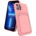 thumbnail image 1 of Compatible with iPhone 13 Pro Max Wallet Case Silicone Phone Cover with Card Holder Shockproof Scratch-Resistant Protective Card Case for iPhone 13 Pro Max-Pink, 1 of 6