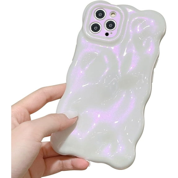 Compatible with iPhone 13 Pro Max Wavy Phone Case, Cute Coquette 3D Wave Bubble Pattern and Stylish Wavy Border, Soft TPU, Protection Shockproof Phone Case for Women Girls (Colorful)