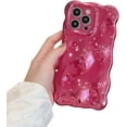 thumbnail image 1 of Compatible with iPhone 13 Pro Max Wavy Phone Case, Cute Coquette 3D Wave Bubble Pattern and Stylish Wavy Border, Soft TPU, Protection Shockproof Phone Case for Women Girls (Rose Red), 1 of 13