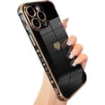 thumbnail image 1 of Compatible with iPhone 13 Pro Max for Women Girls Cute Design Soft Silicone Camera Protection Protective Lovely Heart Phone Case for iPhone 13 Pro Max 6.7" (Heart) (Heart Black), 1 of 7
