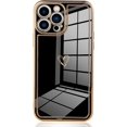 thumbnail image 1 of Compatible iPhone 13 Pro Max case for Women 6.1" 2021, Soft TPU Shockproof Camera Case Luxury Plating Heart for iPhone 13 Pro Max case (Black), 1 of 10