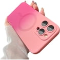 thumbnail image 1 of Compatible with iPhone 13 Pro Phone Case [Magsafe Compatible] Gradient Color Design TPU Silicone Shockproof Non-Slip with Camera Lens Protector for iPhone 13 Pro(Peach Pink&Neon Pink), 1 of 9
