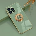 thumbnail image 1 of Compatible with iPhone 13 Pro Ring Holder Stand Case Glitter Plating Rose Gold Edge 360 Rotation Kickstand for Women Slim Soft Flexible TPU Protective Cover Case - 6.1 Inch (2021), LightGreen, 1 of 7