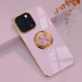 thumbnail image 1 of Compatible with iPhone 13 Pro Ring Holder Stand Case Glitter Plating Rose Gold Edge 360 Rotation Kickstand for Women Slim Soft Flexible TPU Protective Cover Case - 6.1 Inch (2021), Purple, 1 of 8