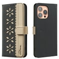 thumbnail image 1 of Compatible with iPhone 13 Pro Wallet Case with Card Holder, Premium PU Leather Floral Design Flip Cover with Kickstand Magnetic Closure, RFID Blocking Phone Case for iPhone 13 Pro, Black, 1 of 6
