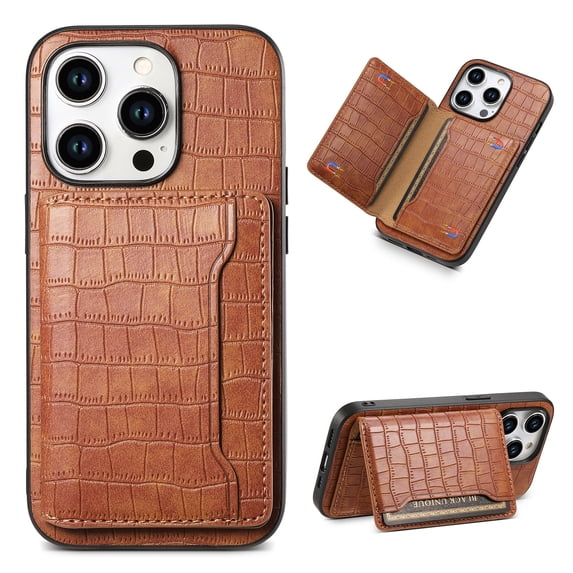 Compatible with iPhone 13 Pro Wallet Case Credit Card Holder, Classic Business Premium PU Leather Kickstand Durable Shockproof Protective Kickstand Cover for iPhone 13 Pro, Brown