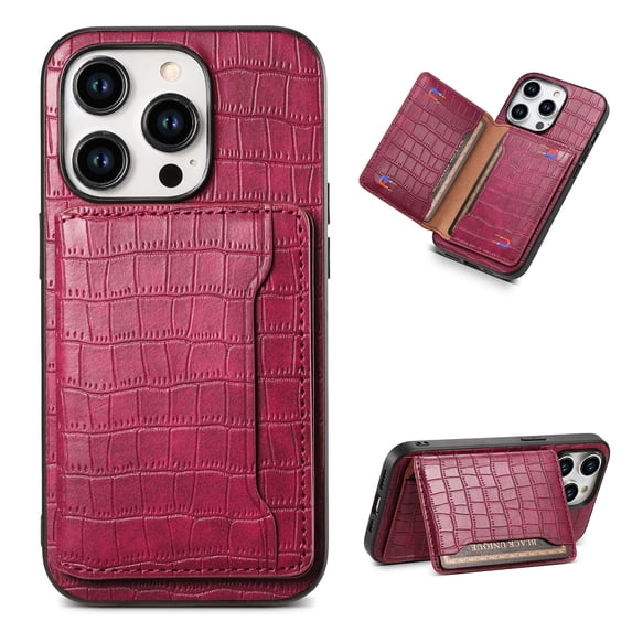 Compatible with iPhone 13 Pro Wallet Case Credit Card Holder, Classic Business Premium PU Leather Kickstand Durable Shockproof Protective Kickstand Cover for iPhone 13 Pro, Rose