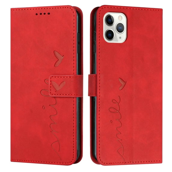 Compatible With iPhone 13 Pro Wallet Case Full Coverage Dustproof Anti-Fingerprint Anti-Scratch Kickstand Shockproof Comfortable Hand Feeling Wrist Strap Phone Case for Women or Men,Red