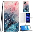 thumbnail image 1 of Compatible with iPhone 13 Pro Wallet Case for Women Girls, Pattern PU Leather Flip Cover with Card Holder and Kickstand Protective Phone Case with Lanyard for iPhone 13 Pro, Pink+Blue, 1 of 9