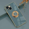 thumbnail image 1 of Compatible with iPhone 13 Ring Holder Stand Case Glitter Plating Rose Gold Edge 360 Rotation Kickstand for Women Slim Soft Flexible TPU Protective Cover Case - 6.1 Inch (2021), Grey, 1 of 8