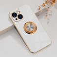 thumbnail image 1 of Compatible with iPhone 13 Ring Holder Stand Case Glitter Plating Rose Gold Edge 360 Rotation Kickstand for Women Slim Soft Flexible TPU Protective Cover Case - 6.1 Inch (2021), White, 1 of 7