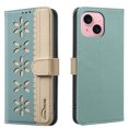 thumbnail image 1 of Compatible with iPhone 13 Wallet Case with Card Holder, Premium PU Leather Floral Design Flip Cover with Kickstand Magnetic Closure, RFID Blocking Phone Case for iPhone 13, Green, 1 of 6