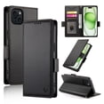 thumbnail image 1 of Compatible with iPhone 13 Wallet Case, Classic PU Leather Flip Folio Case with Card Holders Kickstand [Shockproof TPU Inner Shell] Phone Cover for iPhone 13, Black, 1 of 7