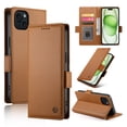 thumbnail image 1 of Compatible with iPhone 13 Wallet Case, Classic PU Leather Flip Folio Case with Card Holders Kickstand [Shockproof TPU Inner Shell] Phone Cover for iPhone 13, Brown, 1 of 7