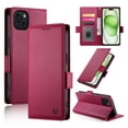 thumbnail image 1 of Compatible with iPhone 13 Wallet Case, Classic PU Leather Flip Folio Case with Card Holders Kickstand [Shockproof TPU Inner Shell] Phone Cover for iPhone 13, Winered, 1 of 7
