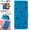 thumbnail image 1 of Compatible With iPhone 13 Wallet Case Full Coverage Dustproof Card Pocket PU Leather Cute Flower Knurling Wrist Strap Shockproof Lightweight Luxury Phone Cover,Blue, 1 of 11