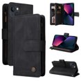 thumbnail image 1 of Compatible With iPhone 13 Wallet Case Full Coverage Dustproof Dual Layer Card Pockets Kickstand Crossbody Lanyard Shockproof Synthetic Leather Lightweight Luxury Phone Cover,Black, 1 of 16