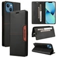 thumbnail image 1 of Compatible WIth iPhone 13 Wallet Case,Magnetic Closure,Flip Folding Kickstand,With Card Slots,[RFID Blocking],With Shoulder Strap&Lanyard,PU Leather+TPU Shockproof Anti-fall Phone Case,Black, 1 of 9