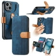 thumbnail image 1 of Compatible with iPhone 13 Wallet Case with RFID Blocking Card Holder,With Wrist Strap, PU Leather Flip Case with Kickstand and Magnetic Closure, Shockproof Interior Protective Cover,Blue, 1 of 13