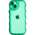 thumbnail image 1 of Compatible with iPhone 13 Wavy Case for Women Girls,Aesthetic Cute Girly Preppy Kawaii Design Soft Shockproof Protective Cell Phone Cover for iPhone 13 6.1 Inch (Clear/Green), 1 of 7