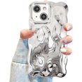 thumbnail image 1 of Compatible with iPhone 13 Wavy Phone Case, Cute Coquette 3D Wave Bubble Pattern and Stylish Wavy Border, Soft TPU, Protection Shockproof Phone Case for Women Girls (Silver), 1 of 8