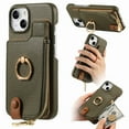 thumbnail image 1 of Compatible for iPhone 13 Zipper Wallet Case with Card Holder, Rotation Ring Kickstand Case, PU Leather Card Slots RFID Blocking Protection Shockproof Phone Cover for iPhone 13, Gray, 1 of 10