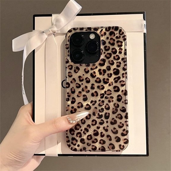 Compatible for iPhone 13 & iPhone 14 Case with Cute Cheetah Leopard Print Retro Aesthetics Design Soft Slim TPU Shockproof Protective Bumper Glitter Shiny Phone Cover-Gold
