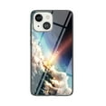 thumbnail image 1 of Compatible with iPhone 13 mini Case,Cute Starry Sky Patterned  Fashionable Tempered Glass Back with Soft Silicone Bumper Lightweight Protective Phone Case for iPhone 13 mini,Sparkling, 1 of 11