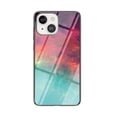 thumbnail image 1 of Compatible with iPhone 13 mini Case,Cute Starry Sky Patterned  Fashionable Tempered Glass Back with Soft Silicone Bumper Lightweight Protective Phone Case for iPhone 13 mini,Colorful, 1 of 11