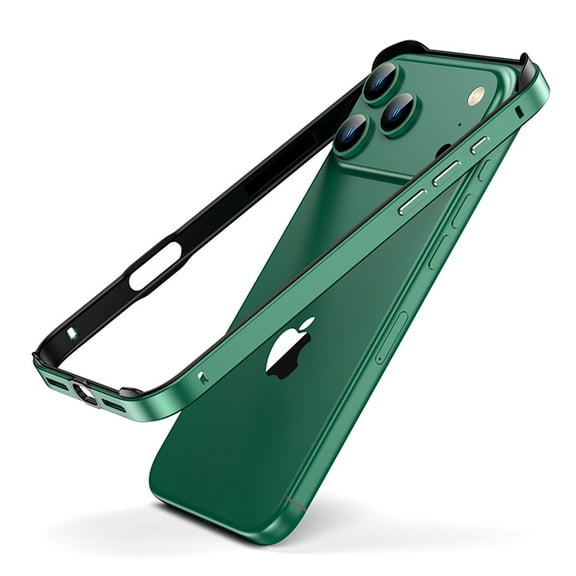 Compatible with iPhone 14 / 13 / 13 Pro Aluminum Alloy Bumper Frame, Raised Edge Protection, Luxury Shock-Absorbent Heat Dissipation Lightweight Non-Slip, Slim Hard Armor Metal + Silicone, Green
