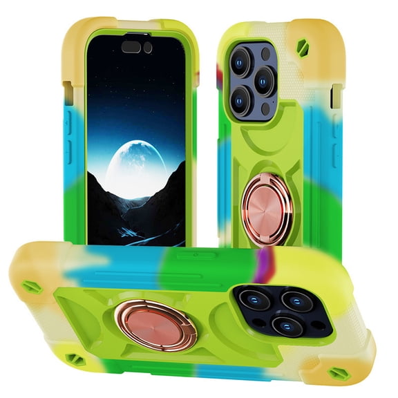 Compatible with iPhone 14/15/16/17 Plus/Pro/Pro Max with Ring Stand, Heavy-Duty Military Grade Shockproof Phone Kids Cover for iPhone 14/15/16/17 Plus/Pro/Pro Max